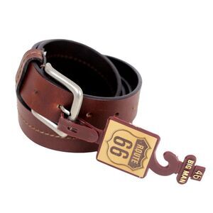NWT Route 66 BROWN GENUINE LEATHER 1 1/4"Wd CASUAL DRESS MEN'S BELT Sz 46 (74A